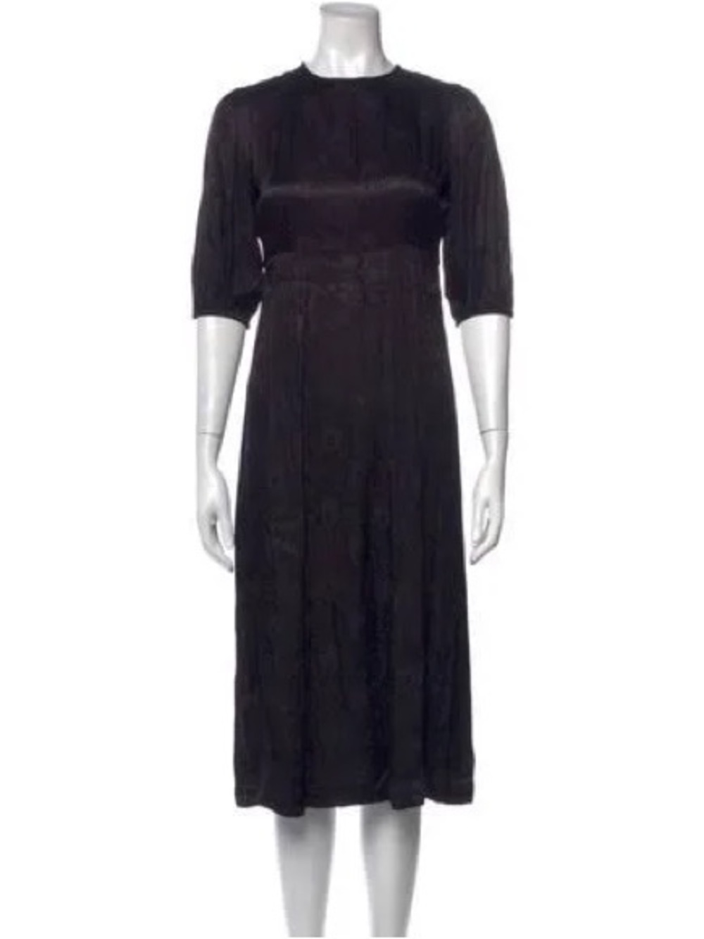 Elegant Black Midi Dress with Elbow Sleeves
